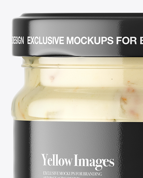 Download Clear Glass Garlic Sauce Jar Mockup In Jar Mockups On Yellow Images Object Mockups PSD Mockup Templates