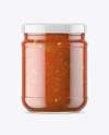 Clear Glass Taco Sauce Jar Mockup in Jar Mockups on Yellow Images