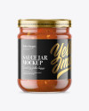 Clear Glass Taco Sauce Jar Mockup in Jar Mockups on Yellow Images