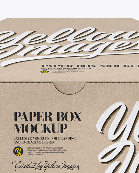 Download Kraft Box Mockup - Front View in Box Mockups on Yellow Images Object Mockups