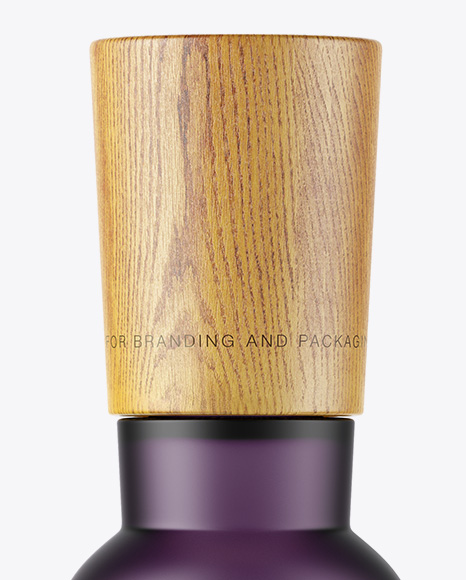 Frosted Glass Bottle W  Wooden Cap Mockup PSD #2