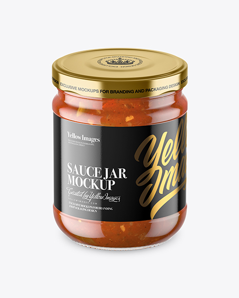 Download Clear Glass Taco Sauce Jar Mockup In Jar Mockups On Yellow Images Object Mockups PSD Mockup Templates