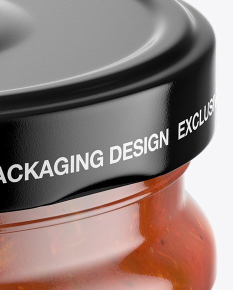 Clear Glass Taco Sauce Jar Mockup