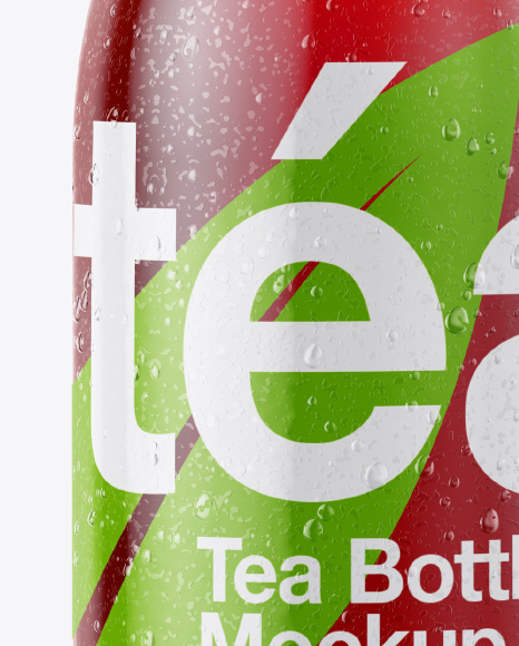 Download Ice Tea Bottle In Shrink Sleeve With Condensation Psd Mockup Yellowimages