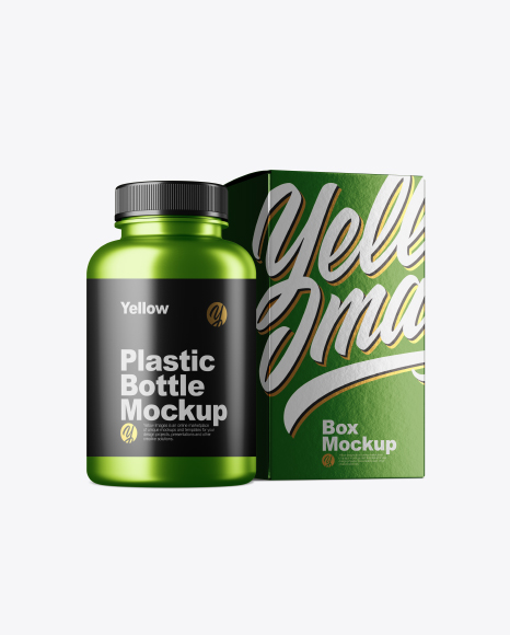 Download Metallc Bottle W Metallic Paper Box Mockup In Bottle Mockups On Yellow Images Object Mockups