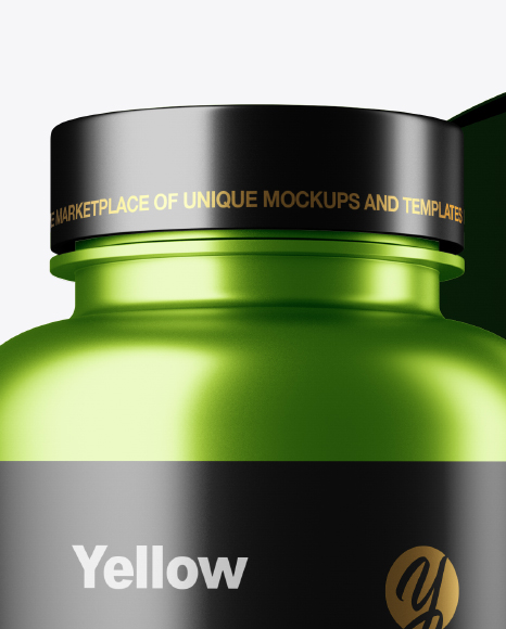 Metallc Bottle w  Metallic Paper Box Mockup PSD #1
