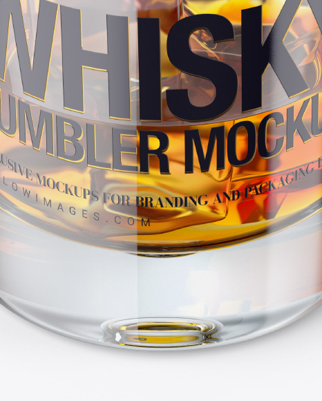 Whisky Tumbler Glass with Cigar Mockup PSD #1