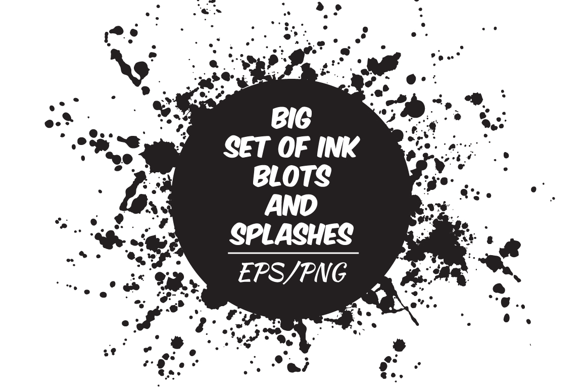 Download Ink Blots And Splachers Set In Design Elements On Yellow Images Creative Store