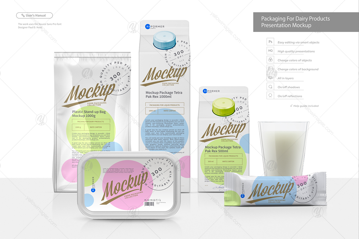 Download Packaging For Dairy Products Presentation Mockup In Packaging Mockups On Yellow Images Creative Store PSD Mockup Templates