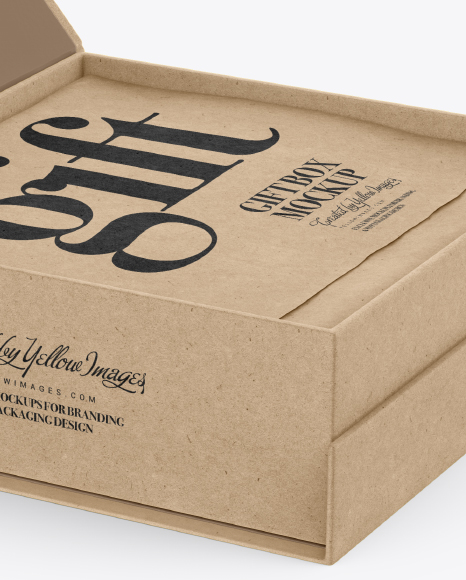 Opened Kraft Box Mockup PSD #1