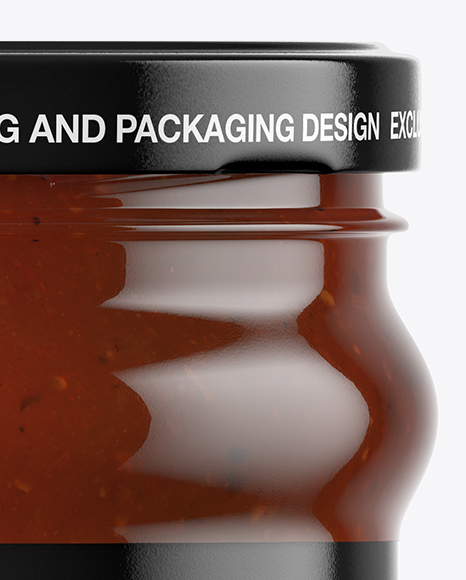 Clear Glass BBQ Sauce Jar Mockup PSD #2