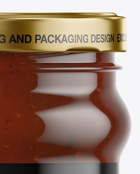 Clear Glass BBQ Sauce Jar Mockup PSD #1