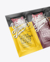 Download Vacuum Beef Jerky Package Mockup - Half-Side View in Sachet Mockups on Yellow Images Object Mockups