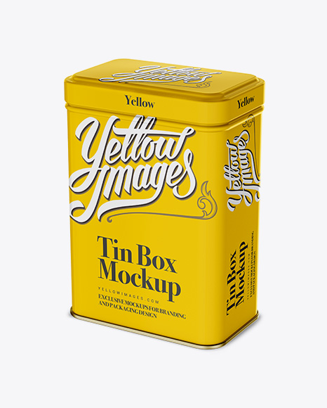 Download Tin Box Mockup In Box Mockups On Yellow Images Object Mockups