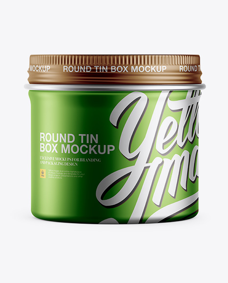 Metallic Round Box Mockup - Front View in Can Mockups on ...