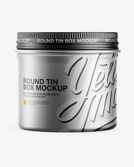 Download Metallic Round Box Mockup - Front View in Can Mockups on ...