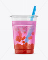 Cup WIth Strawberry Bubble Tea Mockup in Cup & Bowl Mockups on Yellow Images Object Mockups