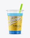 Cup w/ Blue Raspberry Bubble Tea Mockup - Free Download Images High