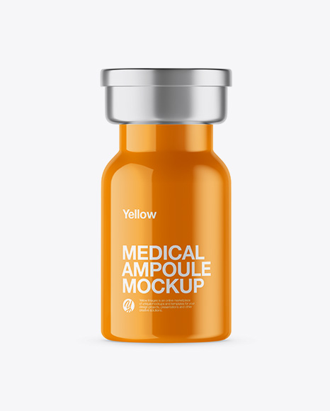 Download Glossy Medical Ampoule Mockup In Packaging Mockups On Yellow Images Object Mockups PSD Mockup Templates