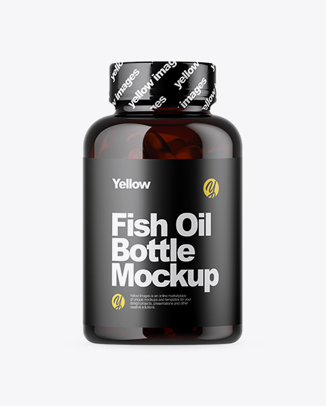 Dark Amber Bottle with Fish Oil Mockup PSD #2