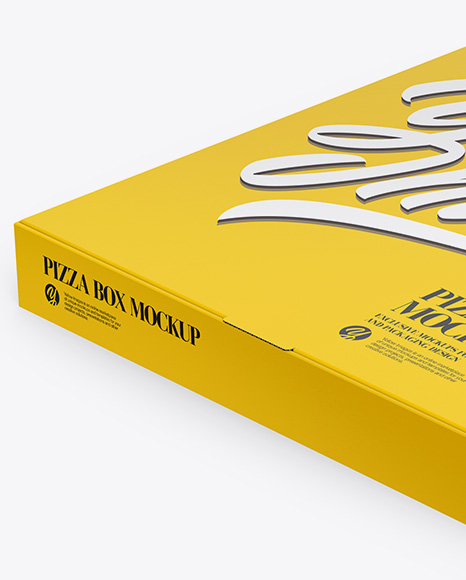 Download Pizza Paper Box Mockup Half Side View In Box Mockups On Yellow Images Object Mockups Yellowimages Mockups