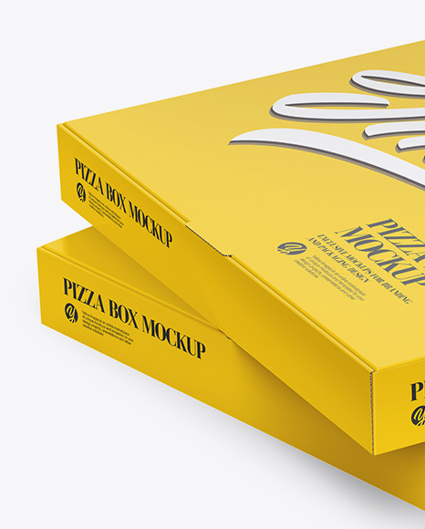 Download Two Pizza Paper Boxes Mockup Half Side View In Box Mockups On Yellow Images Object Mockups