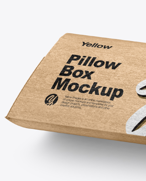 Kraft Paper Pillow Box Mockup - Half Side View Use Include PSD