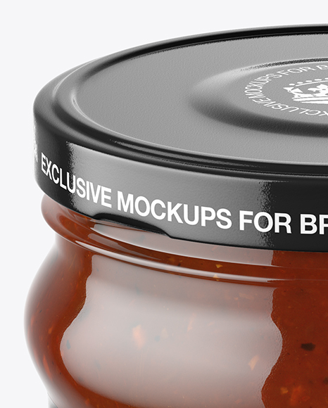 Clear Glass BBQ Sauce Jar Mockup PSD #2