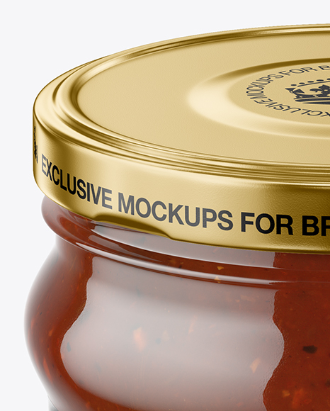 Clear Glass BBQ Sauce Jar Mockup PSD #1