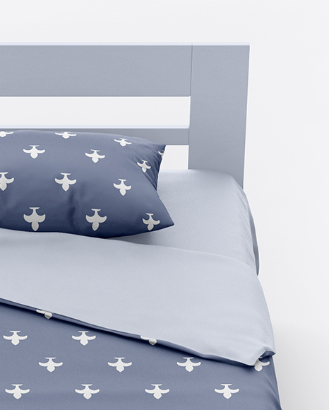 Double Bed with Cotton Linens Mockup PSD #1