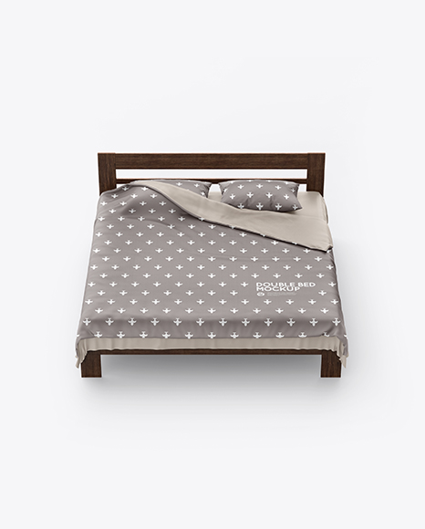 Double Bed with Silk Linens Mockup PSD #3