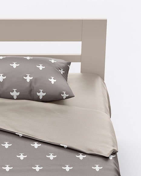 Double Bed with Silk Linens Mockup