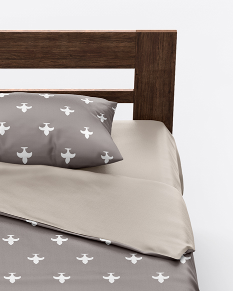 Double Bed with Silk Linens Mockup PSD #6