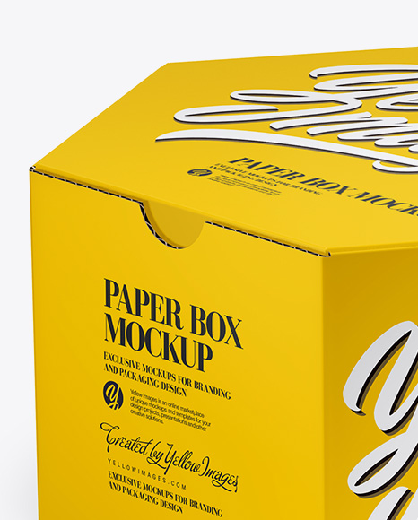 Paper Box Mockup Half Side View In Box Mockups On Yellow Images Object Mockups