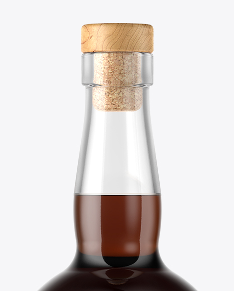 Black Rum Bottle with Wooden Cap Mockup PSD #7