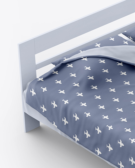Double Bed with Cotton Linens Mockup PSD #1