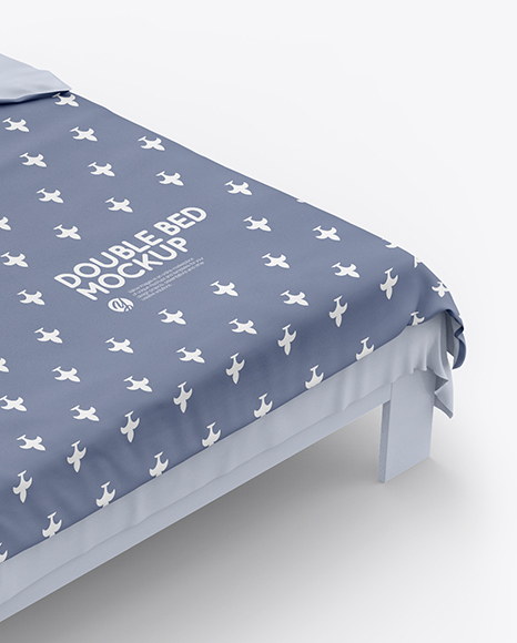 Double Bed with Cotton Linens Mockup PSD #6