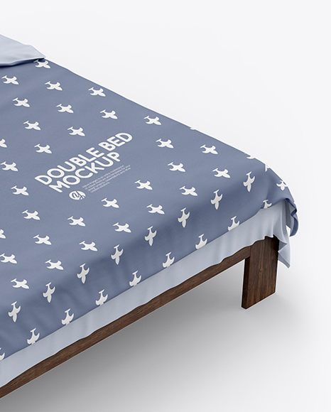 Double Bed with Cotton Linens Mockup PSD #5