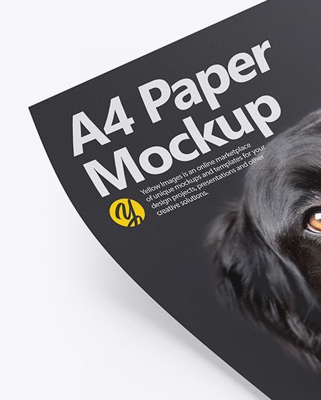 Download A4 Paper Mockup Half Side View In Stationery Mockups On Yellow Images Object Mockups PSD Mockup Templates