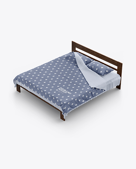 Double Bed with Cotton Linens Mockup PSD #2