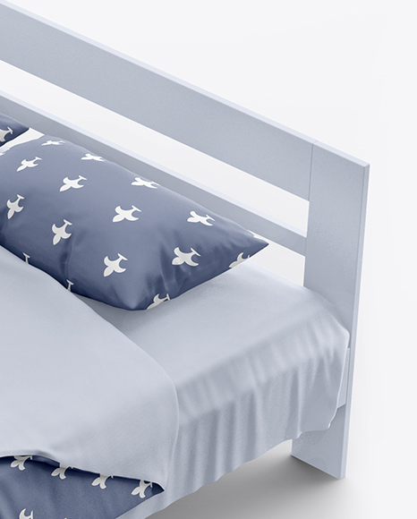 Double Bed with Cotton Linens Mockup PSD #1