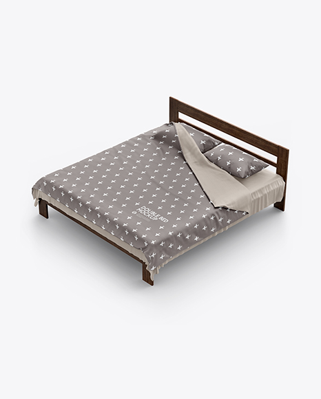 Double Bed with Silk Linens Mockup PSD #2