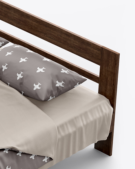 Double Bed with Silk Linens Mockup PSD #7