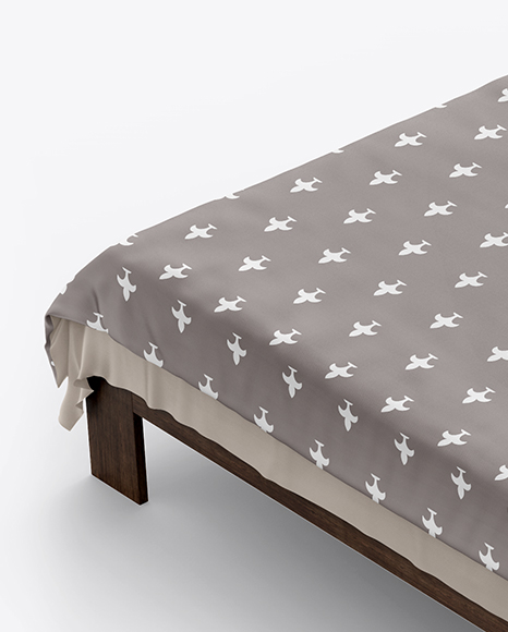 Double Bed with Silk Linens Mockup PSD #5