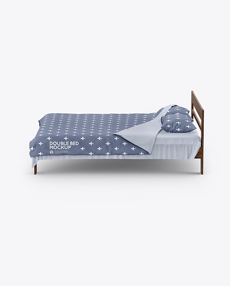 Double Bed with Cotton Linens Mockup PSD #3