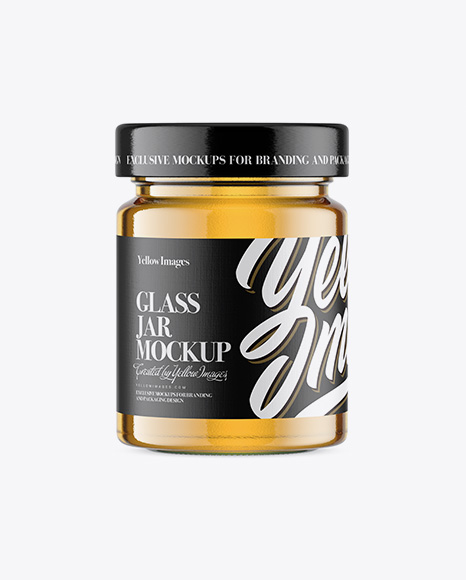 Download Clear Glass Acacia Honey Jar Psd Mockup Yellowimages