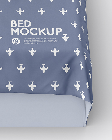 Bed with Cotton Linens Mockup PSD #6