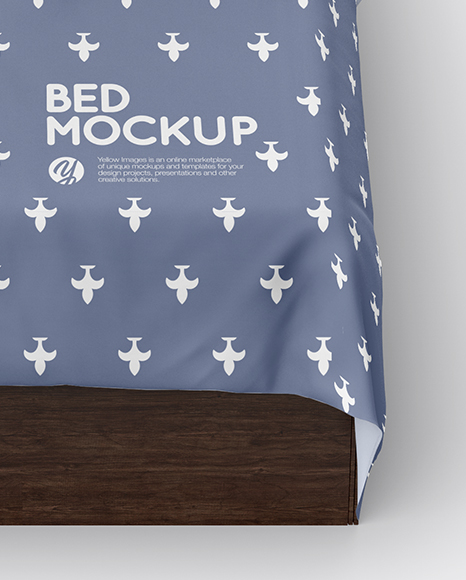 Bed with Cotton Linens Mockup PSD #5