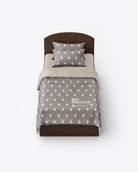 Bed with Silk Linens Mockup PSD #2