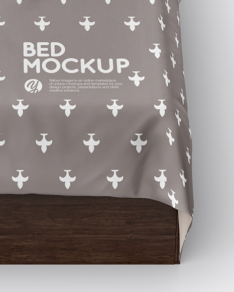 Bed with Silk Linens Mockup PSD #5